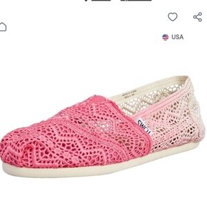 Toms Coral Crochet Slippers with Elastic V-Insert